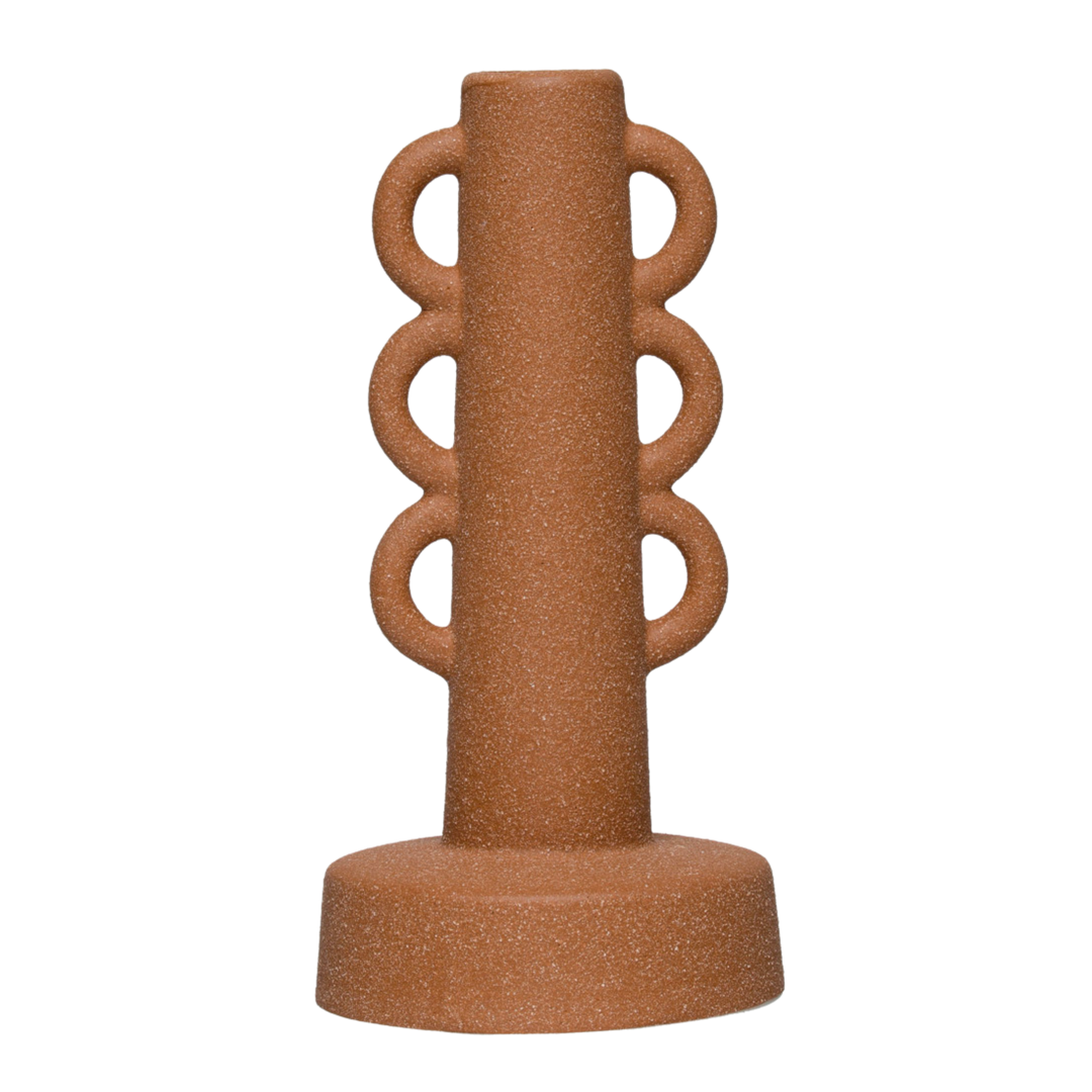 Stoneware Taper Holder w/ Handles, Sand Finish