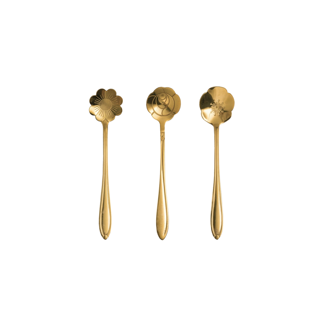 Stainless Steel Flower Shaped Spoons, Set of 3