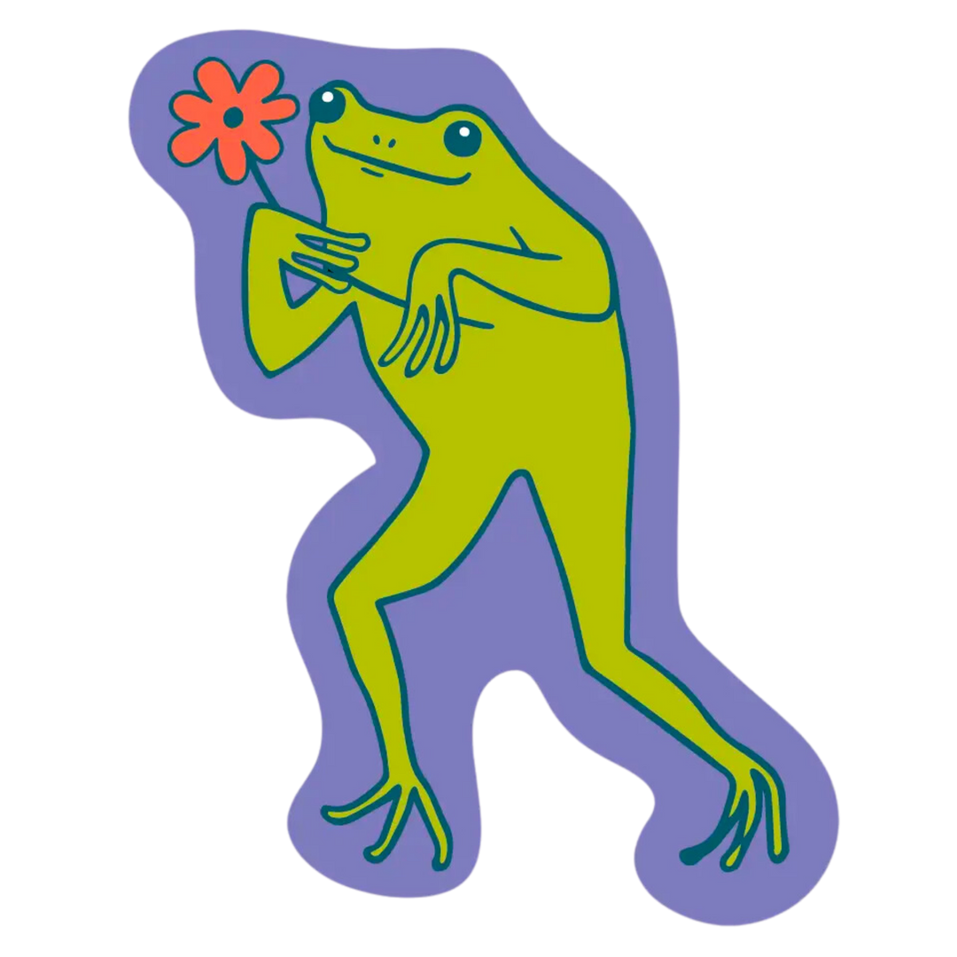 Daisy Frog Sticker