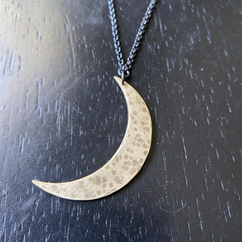 XL Silver Crescent Moon Necklace