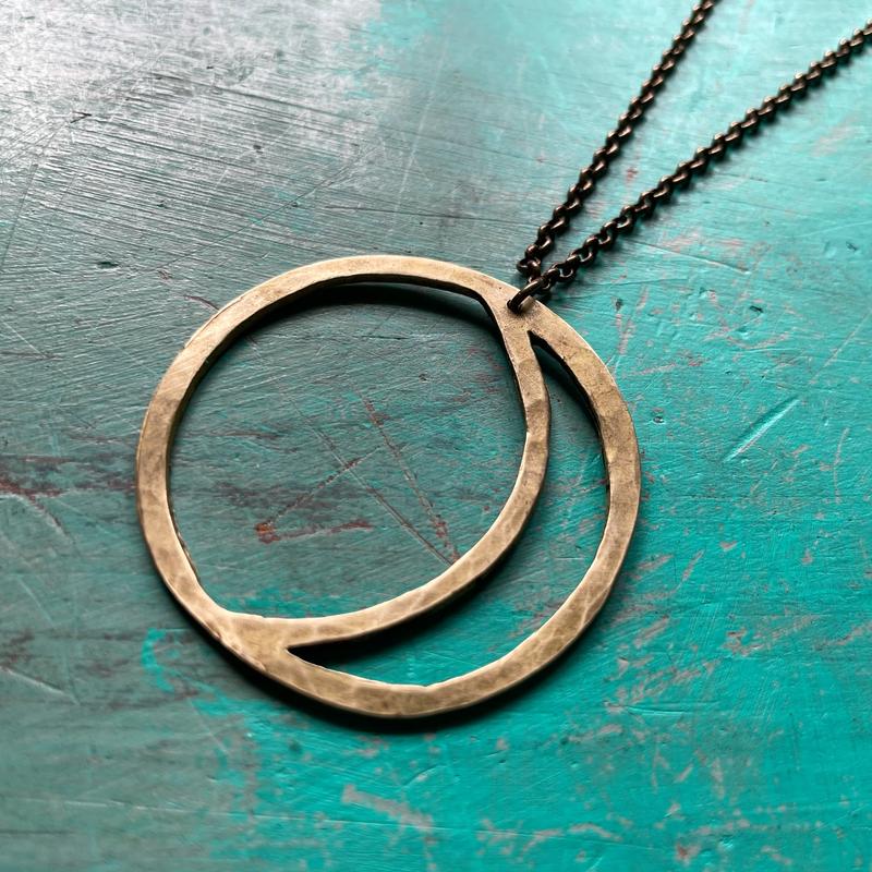 XL Brass "Open" Moon Pendant Necklace