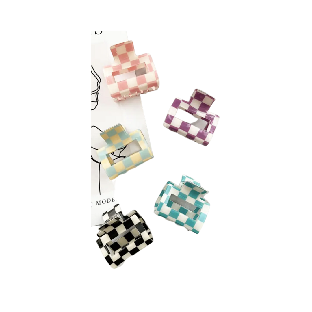 Checkered 2" Hair Claw, Hair Clips