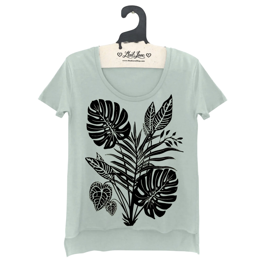 Seafoam Scoop Hi Lo Tee with Tropical Print