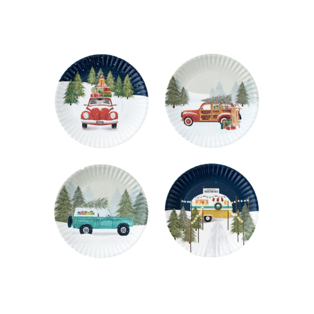 Vintage Christmas Vehicles "Paper" Melamine Platter