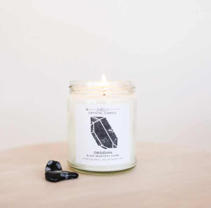 Obsidian Crystal Candle