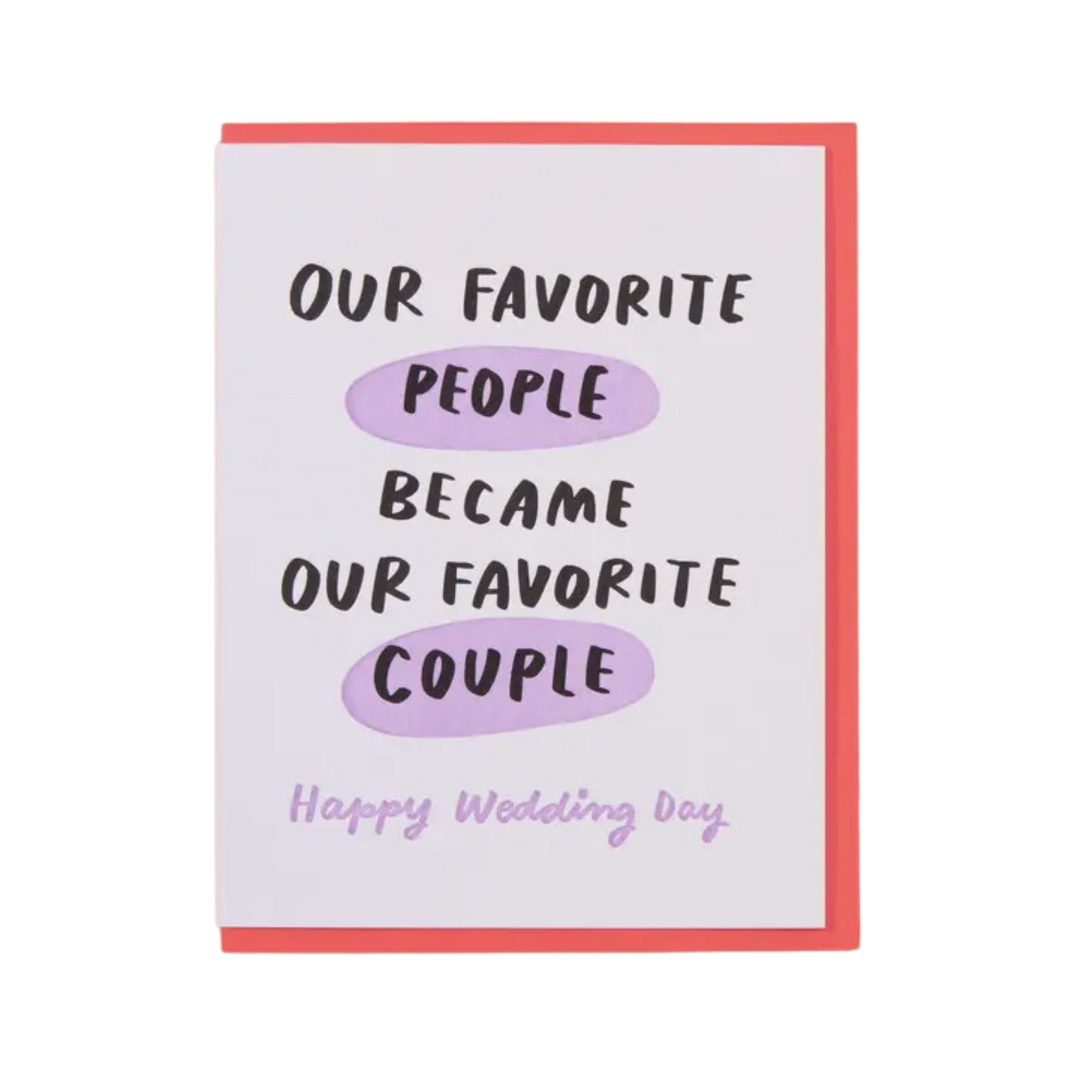 Favorite Couple Wedding Letterpress Greeting Card