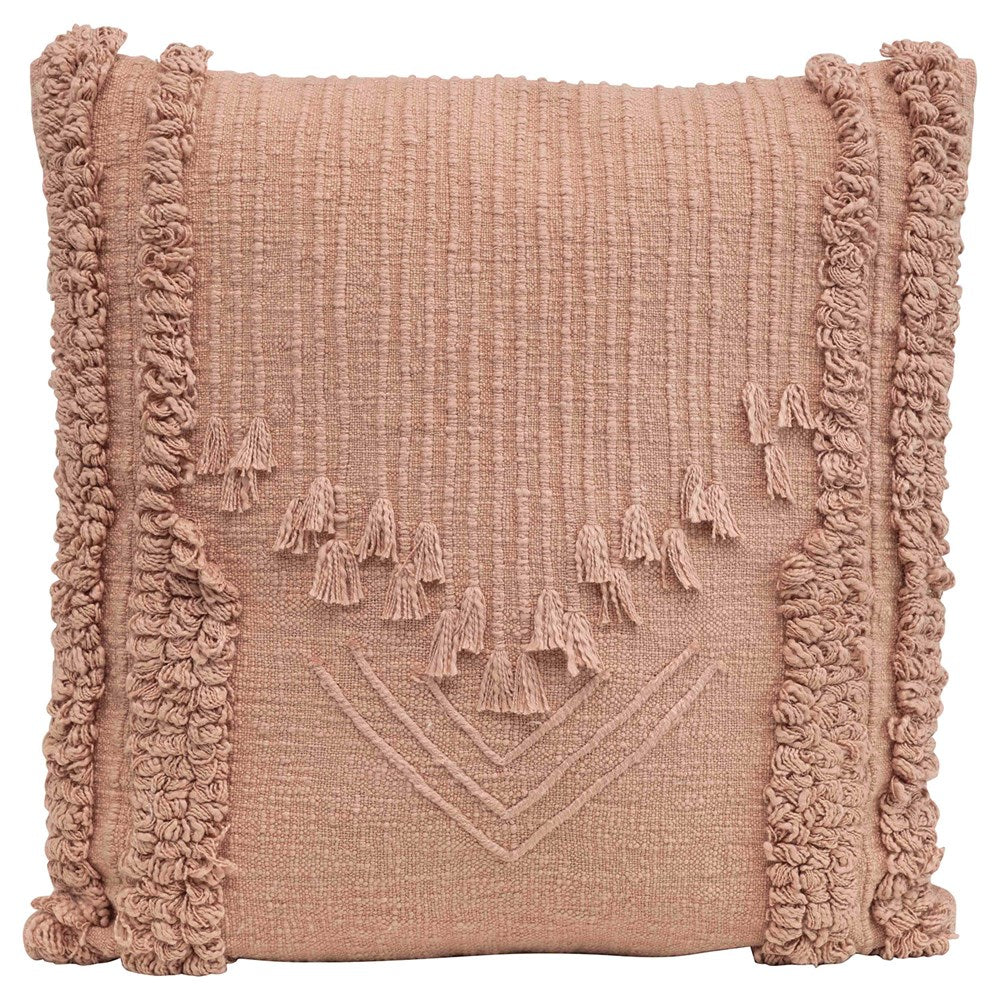 Dusty Rose Square Cotton Embroidered Pillow