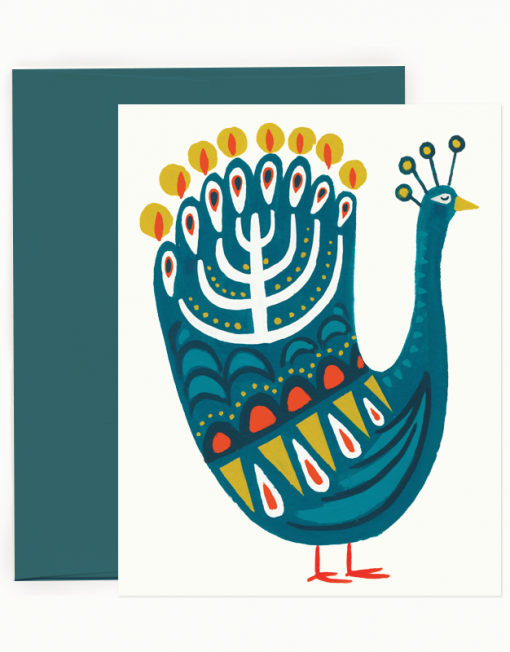 Hanukkah Peacock Greeting Card
