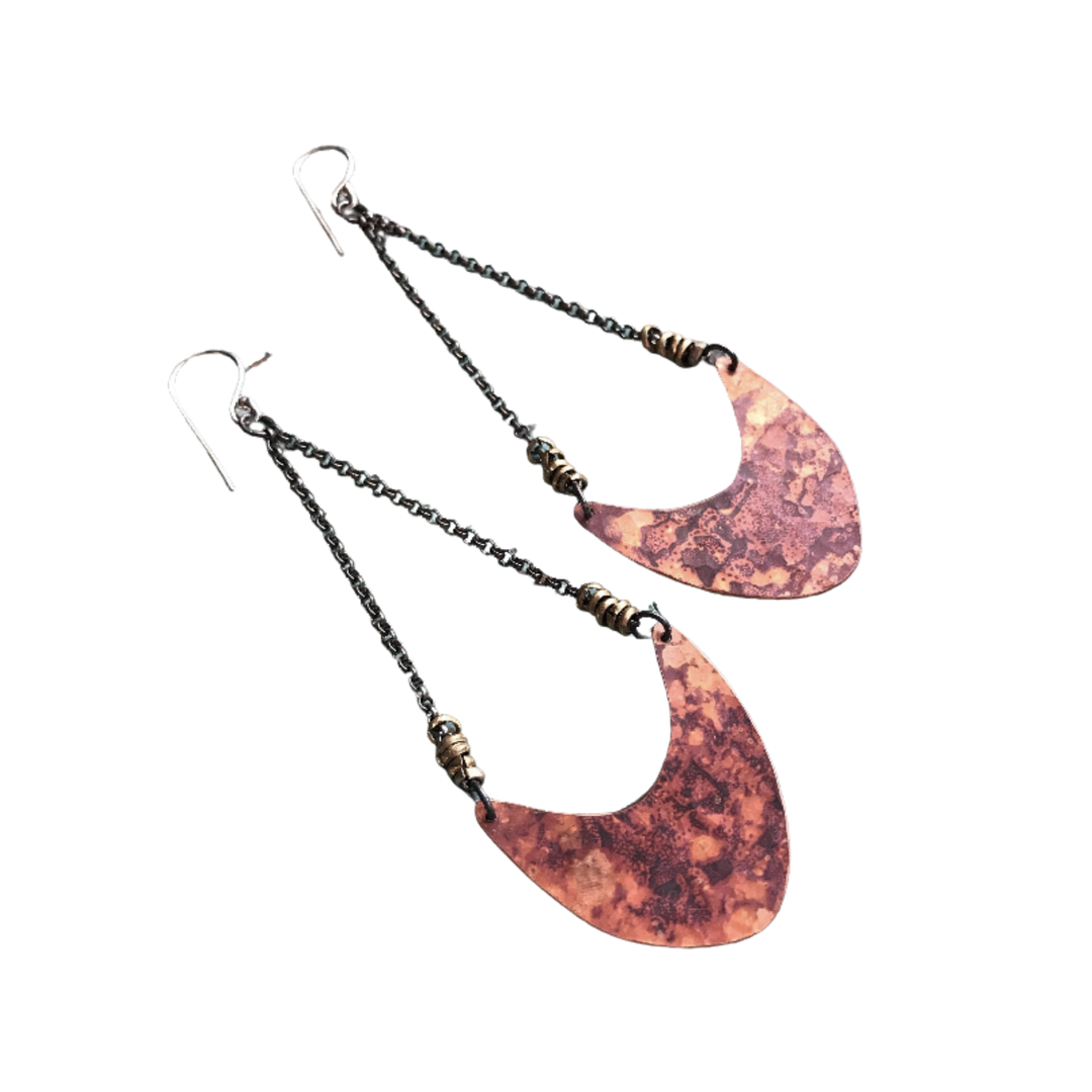 Medium Copper Pendulum with Brass Heishi Beads