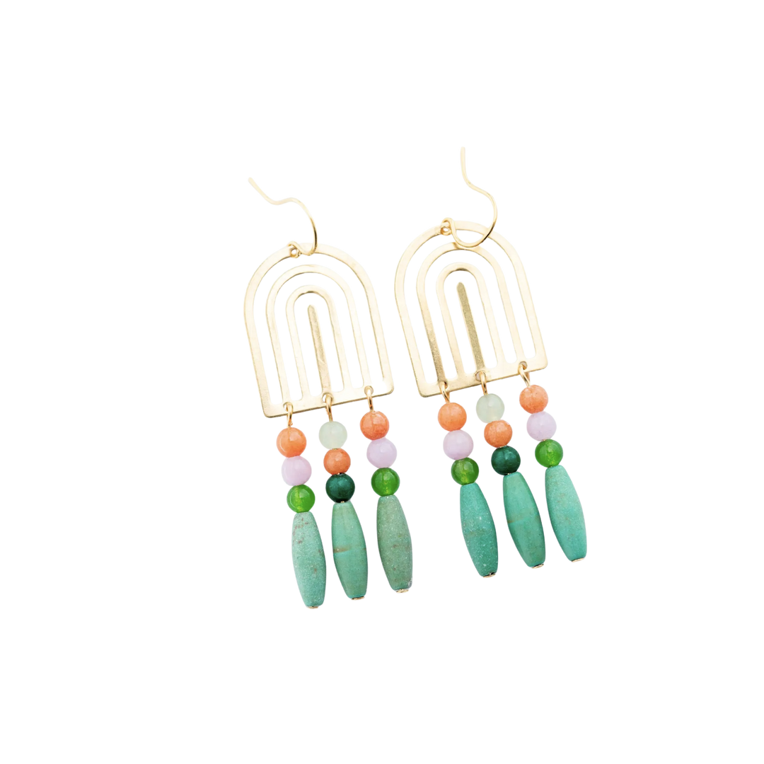 Fancy Gemstones Chandelier Earrings