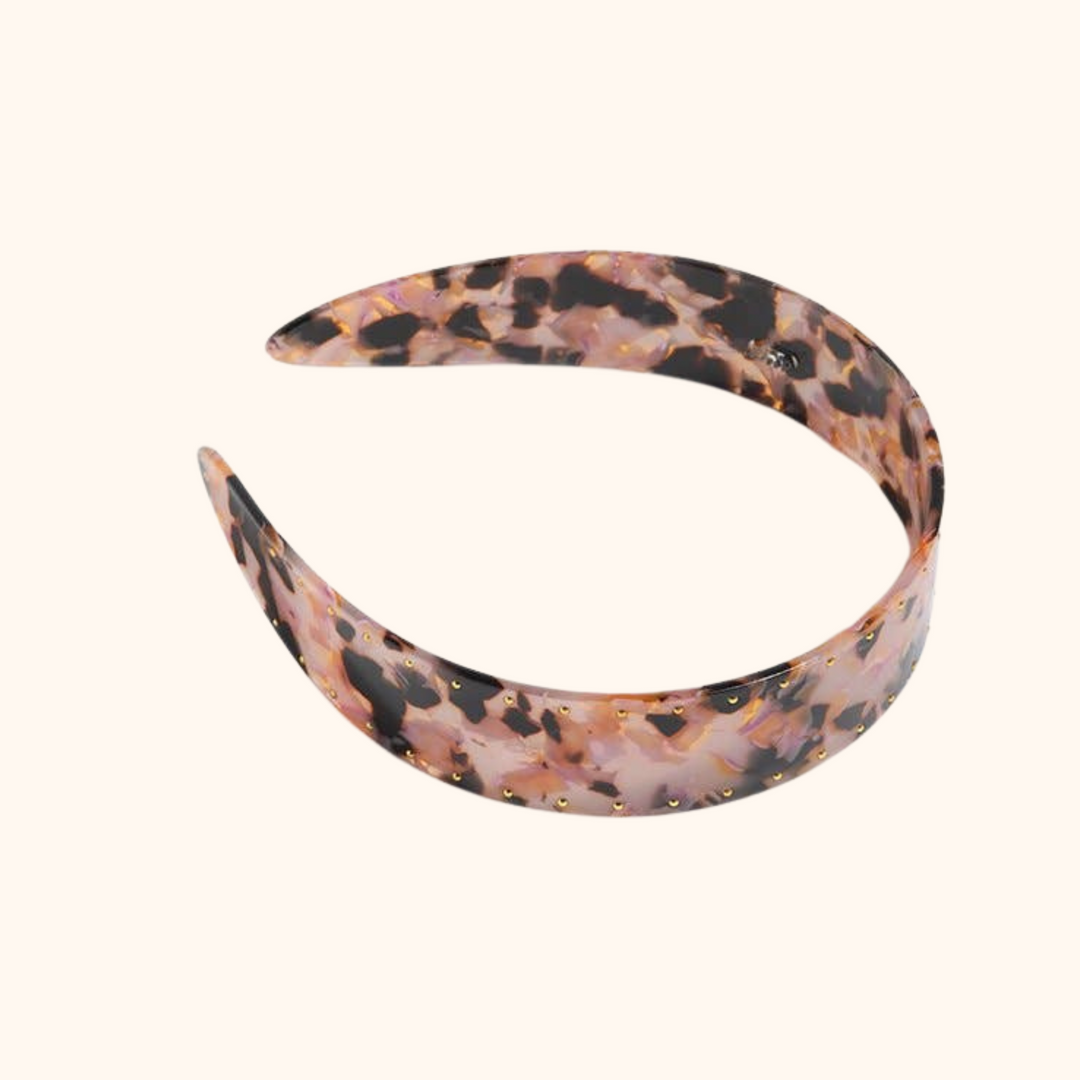 Tortoise Shell Wide Headband - Blush