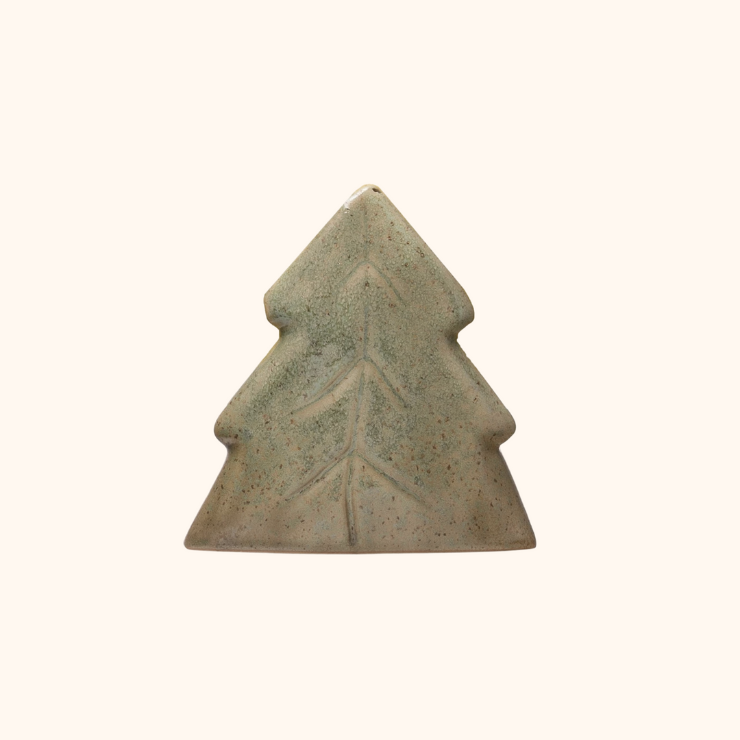 Stoneware Christmas Tree Sponge Holder Green