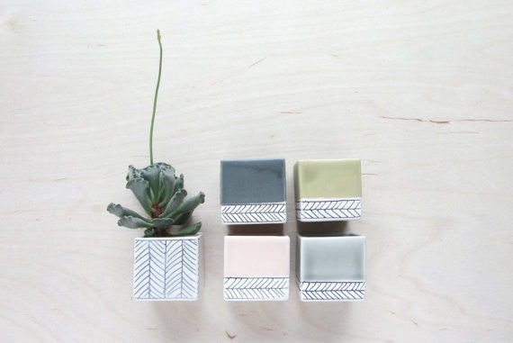 Large Square Herringbone Planter