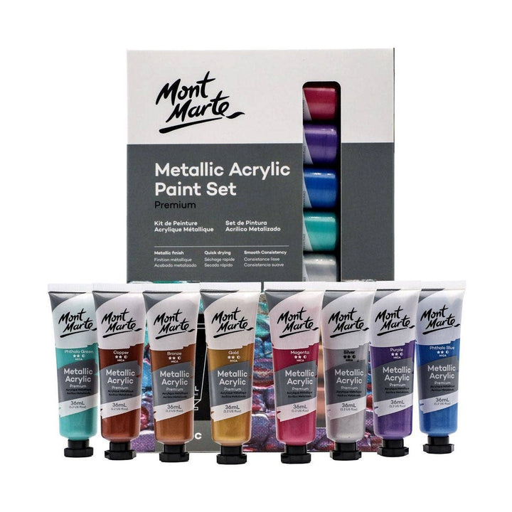 Metallic Acrylic Paint Set Premium 8pc x 36ml (1.2oz)