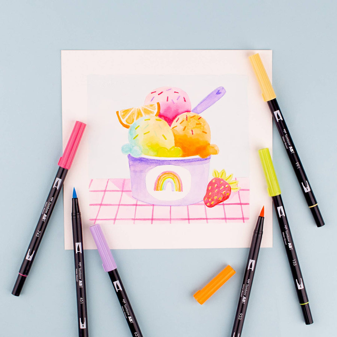 Dual Brush Pen Art Markers, Yay Sorbet, 6-Pack