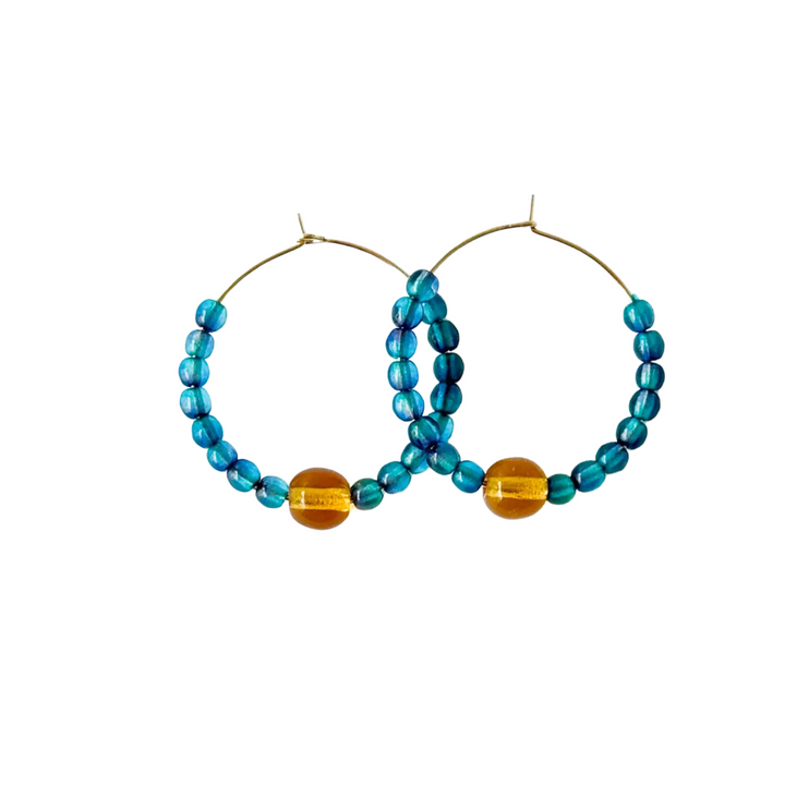 Colorful 1" Gold Filled Hoops with Beads