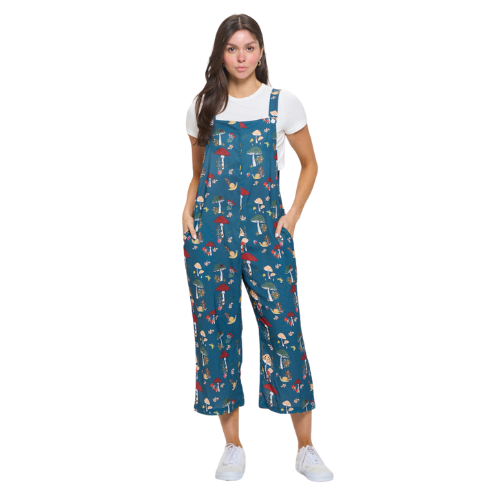 Mushroom Bug Print Overalls