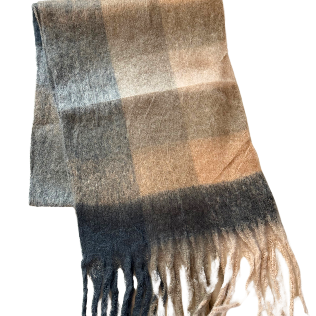 New Plaid Blanket Scarf Cozy Soft Long with Fringe