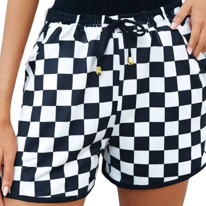 Checkered Drawstring Casual Shorts