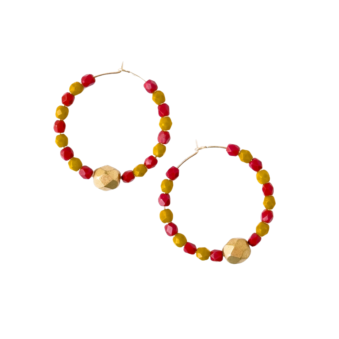 Colorful Gold Filled Hoops with Beads