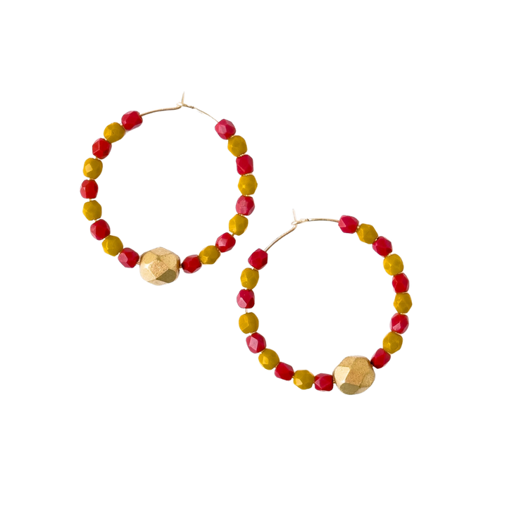 Colorful Gold Filled Hoops with Beads