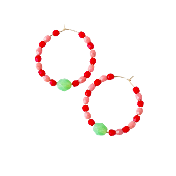 Colorful Gold Filled Hoops with Beads