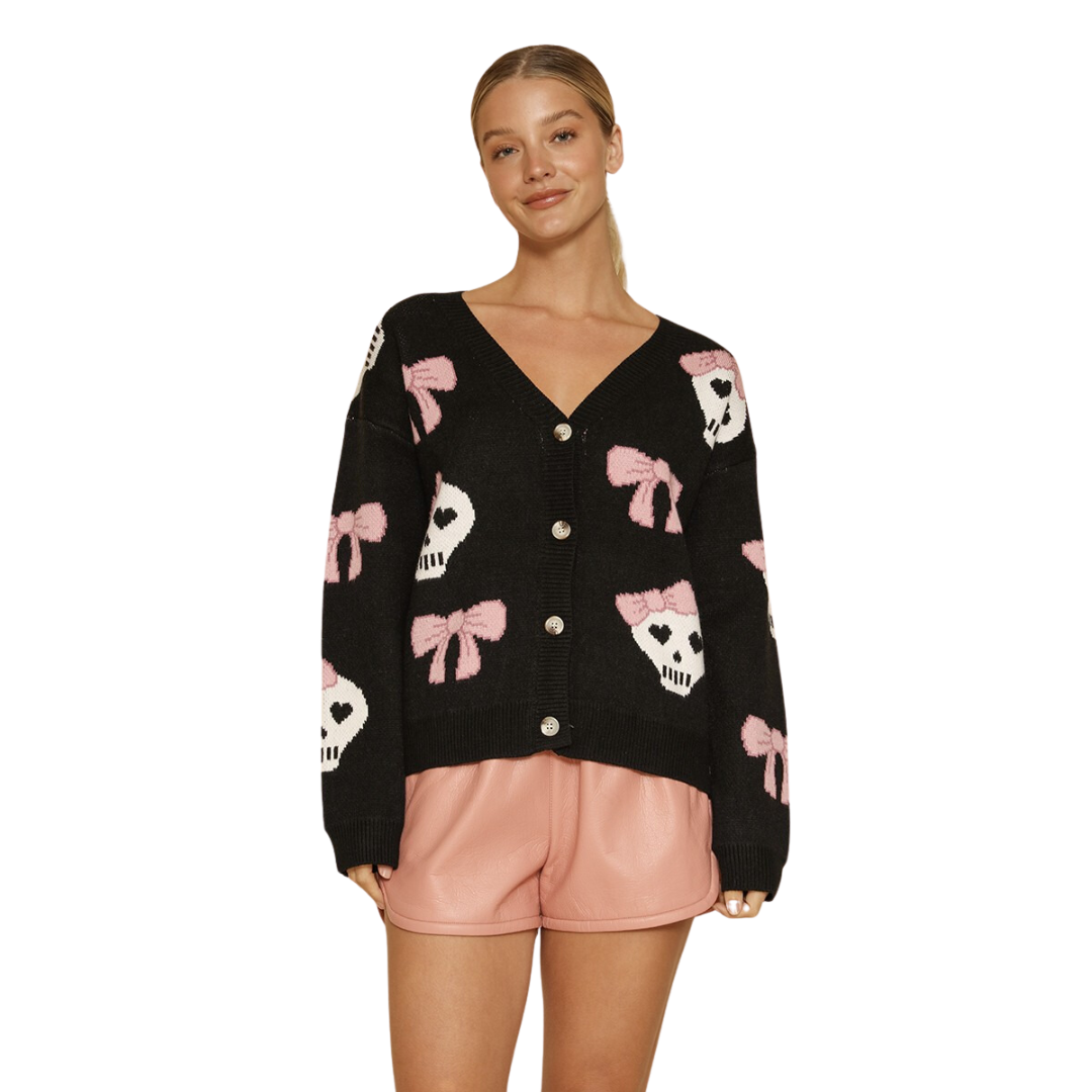 Halloween Knit Cardigan - Black