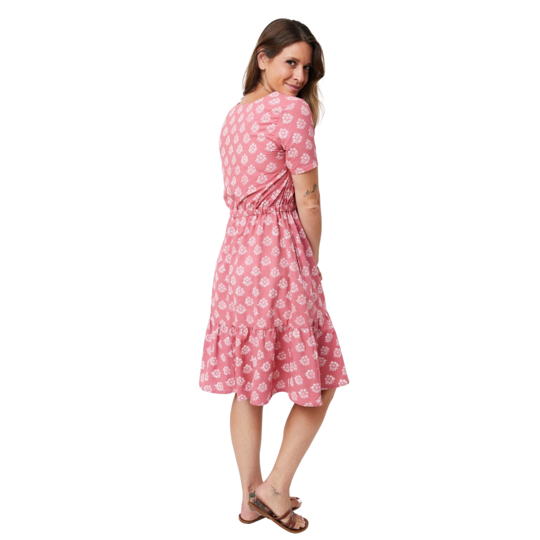 Lydia Dress Floral Stamp Rose