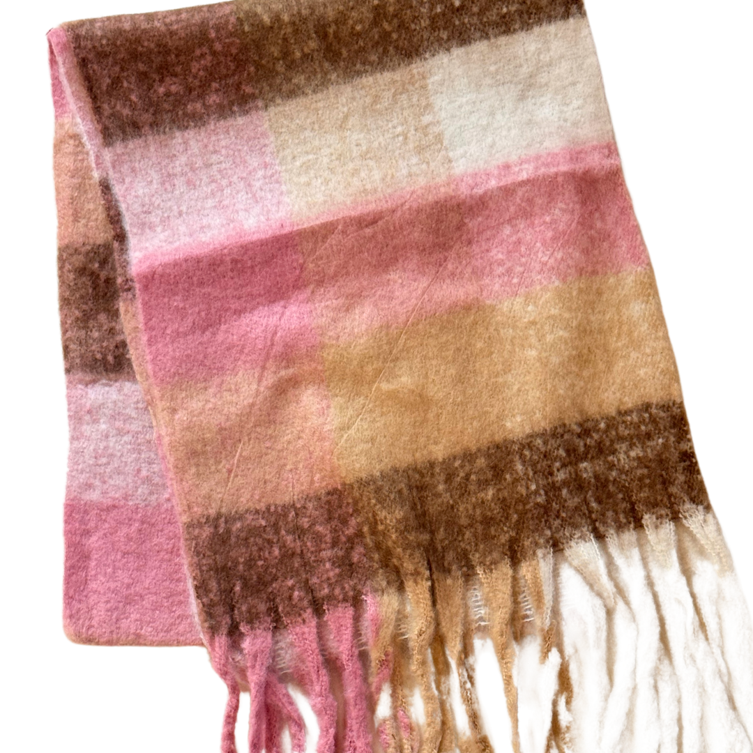 New Plaid Blanket Scarf Cozy Soft Long with Fringe