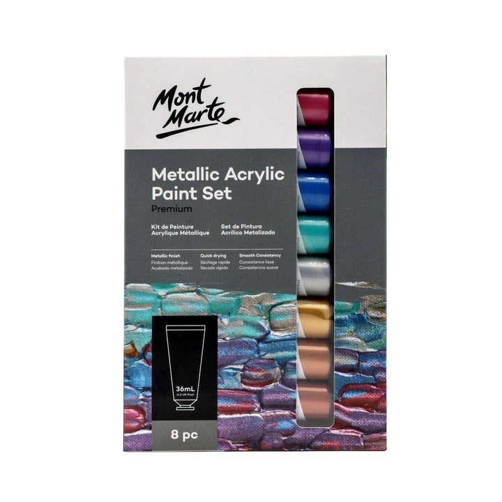 Metallic Acrylic Paint Set Premium 8pc x 36ml (1.2oz)