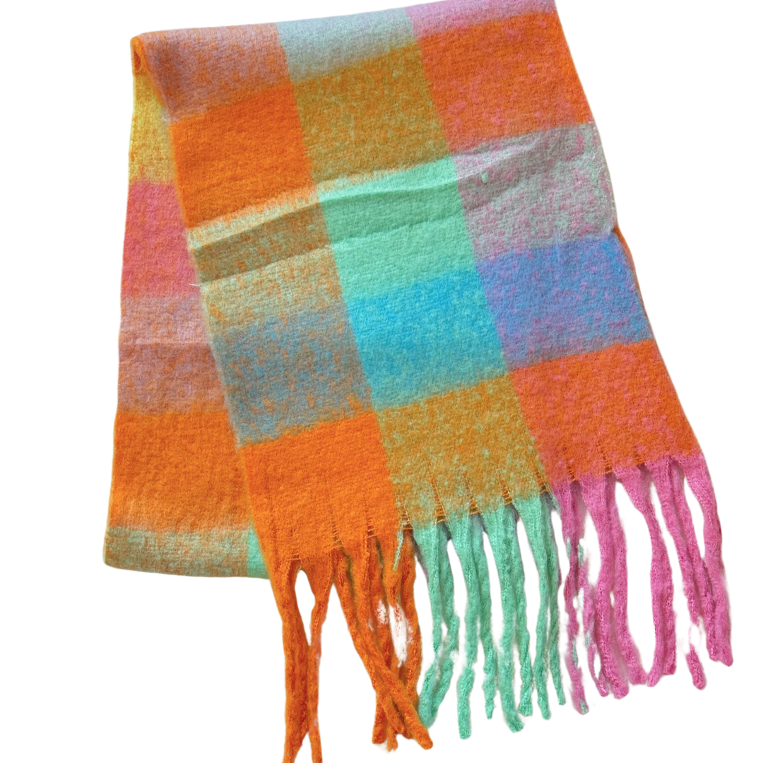 New Plaid Blanket Scarf Cozy Soft Long with Fringe