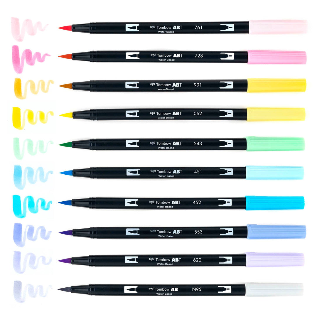 Dual Brush Pen Art Markers: Pastel - 10-Pack