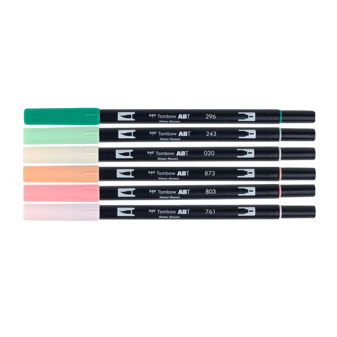 Dual Brush Pen Art Markers, Just Peachy, 6-Pack