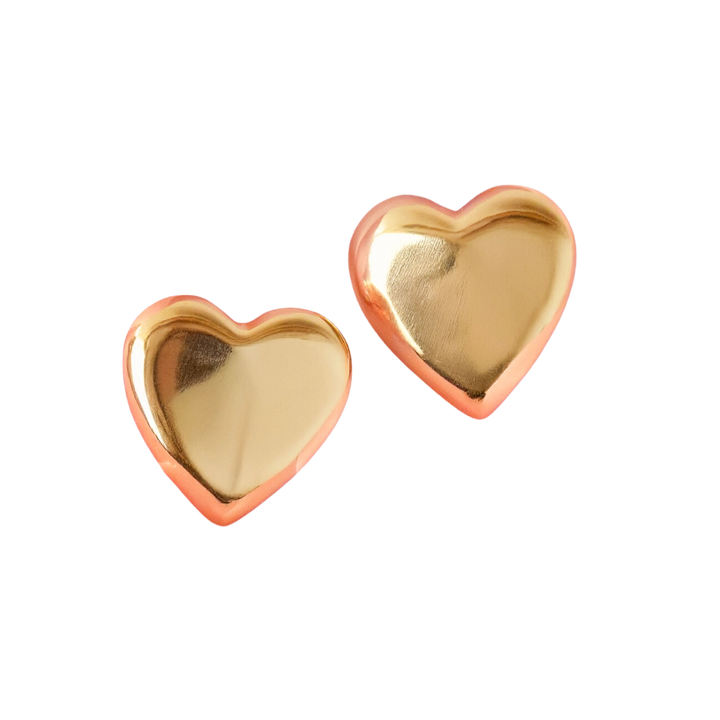 Gold Heart Statement Earrings