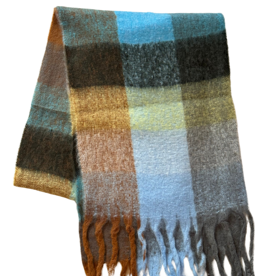 New Plaid Blanket Scarf Cozy Soft Long with Fringe