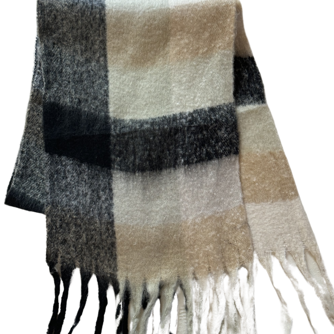 New Plaid Blanket Scarf Cozy Soft Long with Fringe