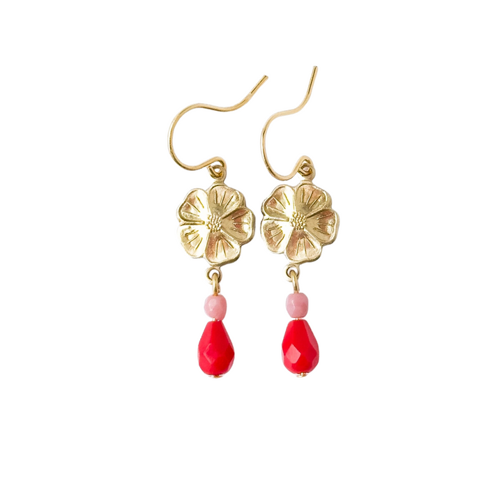 Small Flower Earrings with Beads