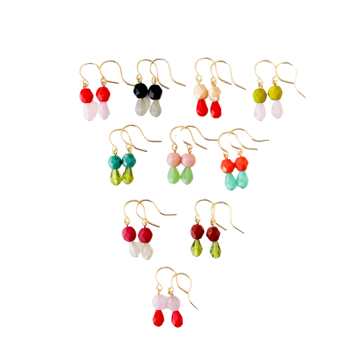 Small Bead Earrings With Little Color Drop