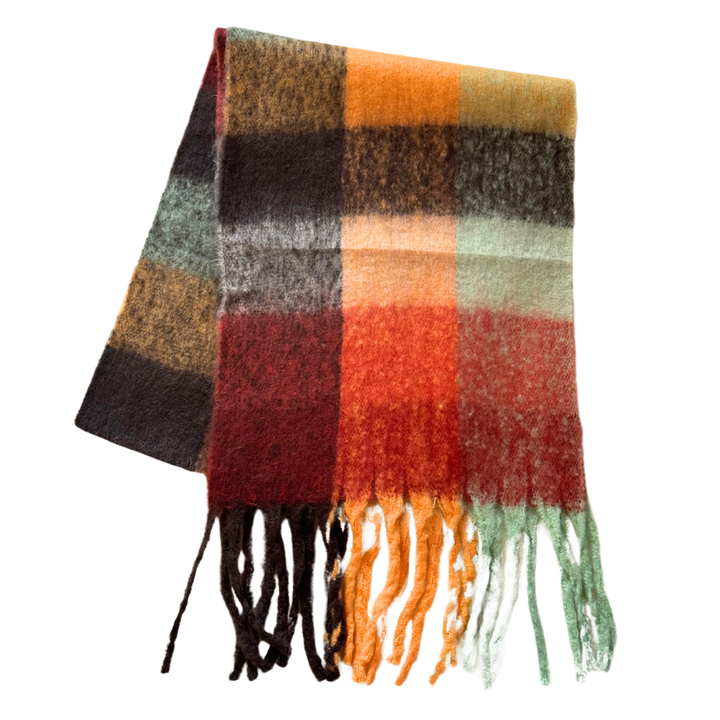 New Plaid Blanket Scarf Cozy Soft Long with Fringe