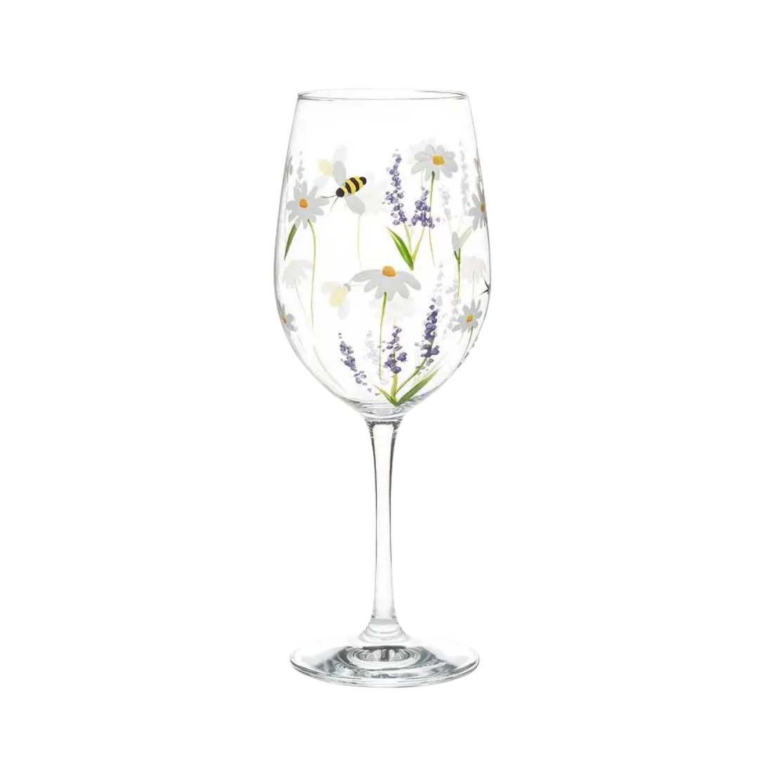 Lavender & Bees Wine Glass