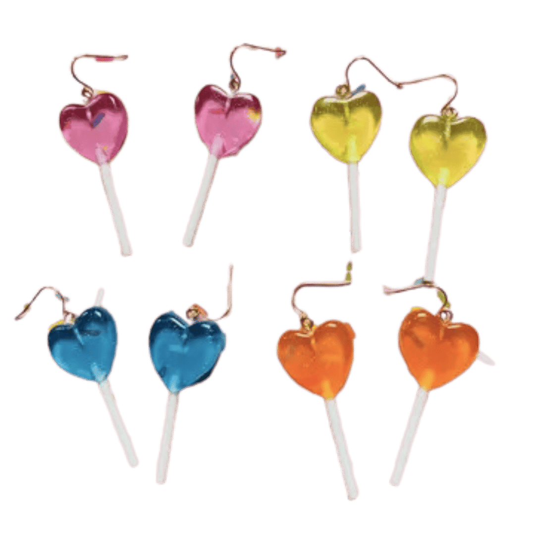 Glittery Heart Lollipop Earrings