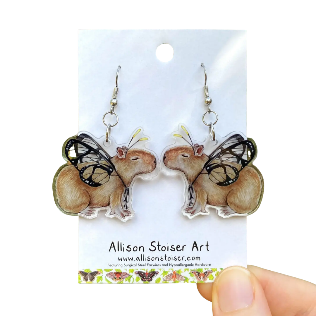 Acrylic Butterfly Capybara Earrings