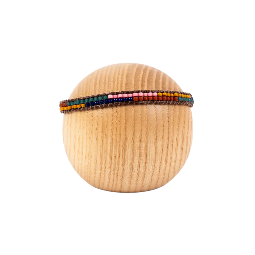 Layered Stripes Bead & Leather Bracelet