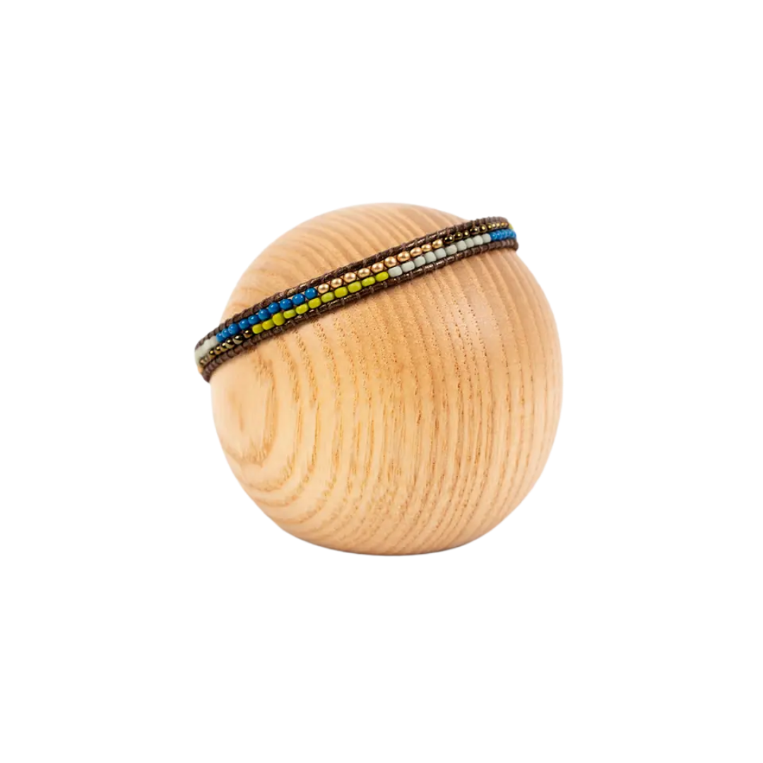 Layered Stripes Bead & Leather Bracelet