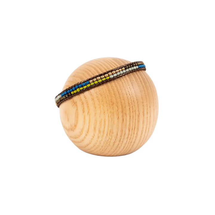 Layered Stripes Bead & Leather Bracelet