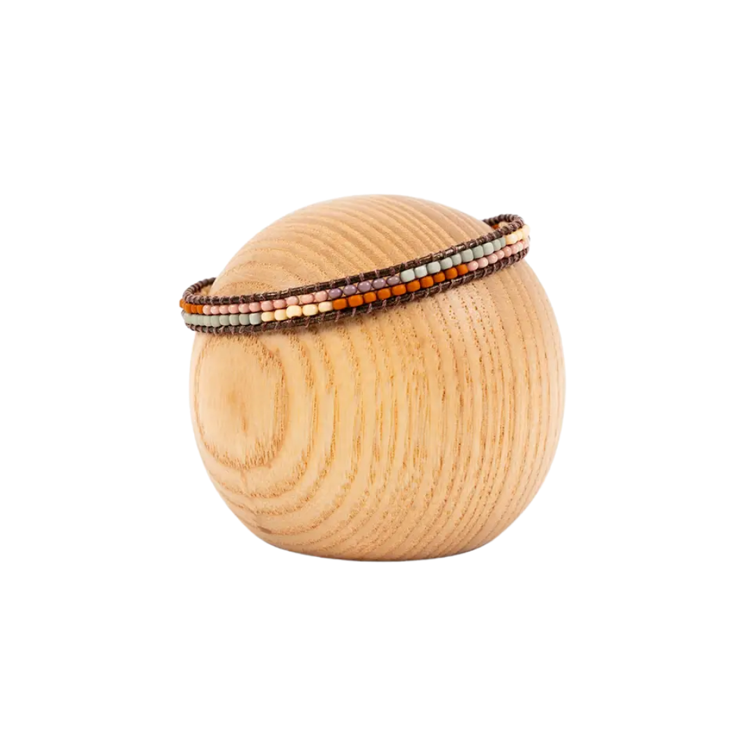 Layered Stripes Bead & Leather Bracelet