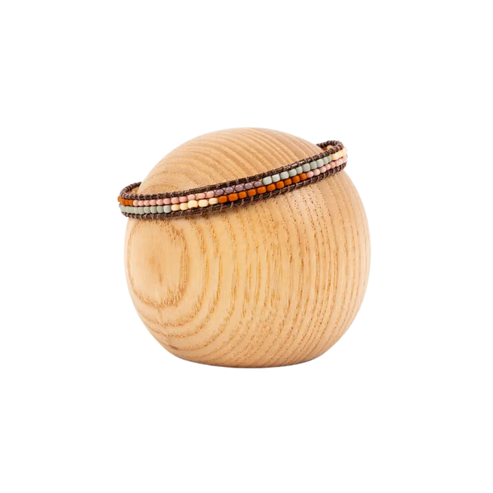 Layered Stripes Bead & Leather Bracelet