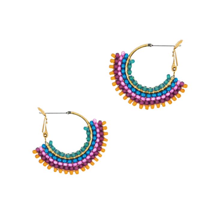 Handmade Beaded Skirt Hoop Earrings