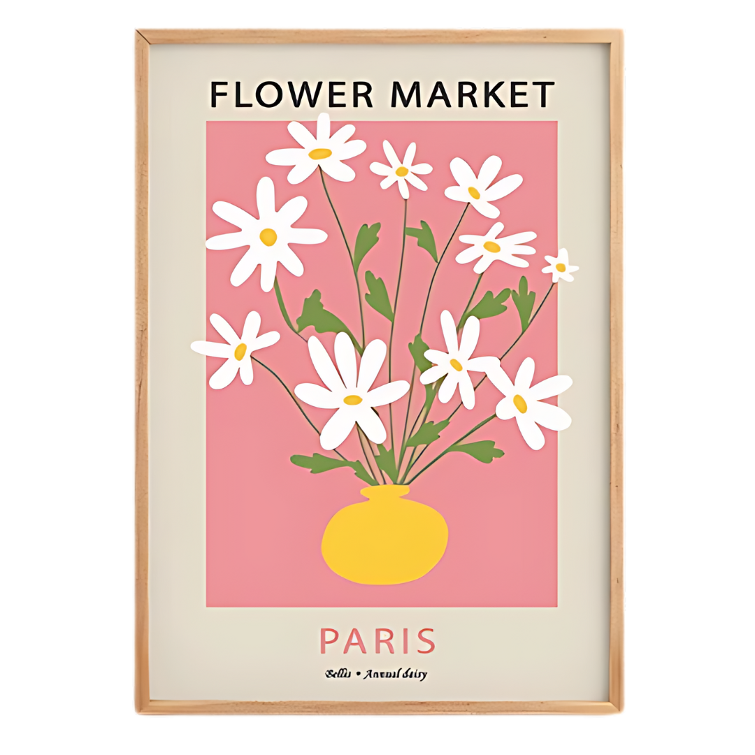 Flower Market Pink & Blue Art Print 18x24