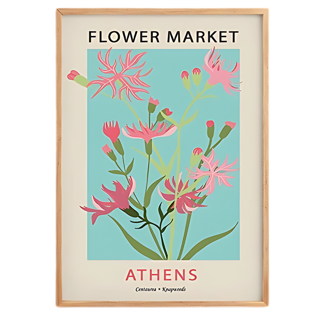 Flower Market Pink & Blue Art Print 18x24